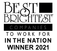 Best and brightest companies to work for in the nation 2021 award logo.